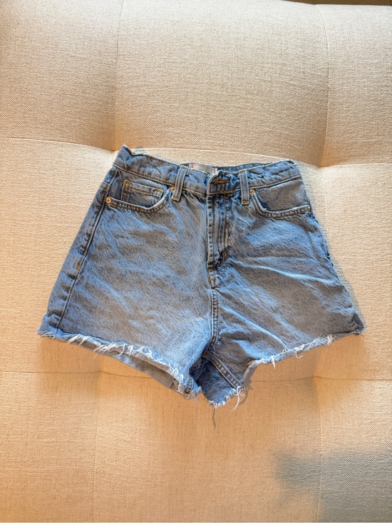 BDG Pants - BDG Light Blue High-Rise Frayed Hem Denim Shorts